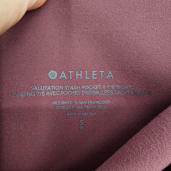 Athleta Salutation Stash Pocket II 7/8 Tight Crushed Berry Yoga Size Small - Picture 3 of 5
